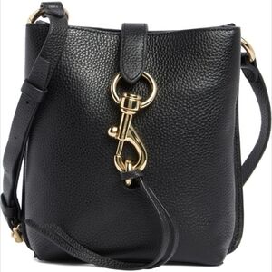 Rebecca Minkoff Megan Mini Feed Leather Crossbody Bag In Black